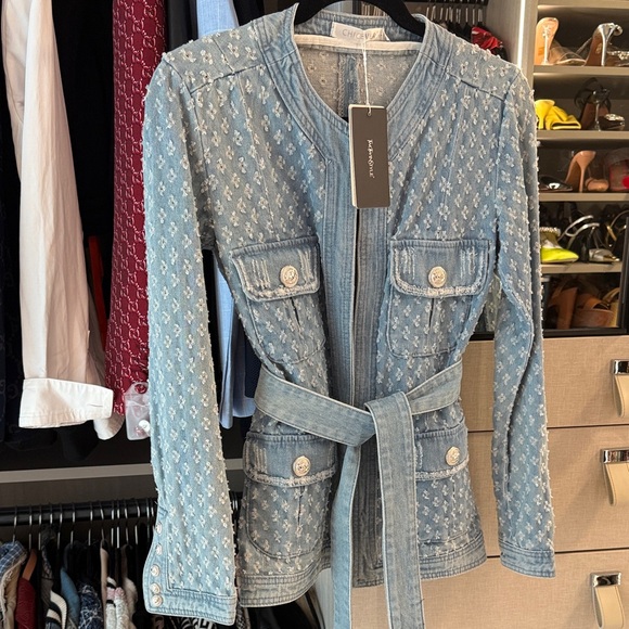 two twing style Jackets & Blazers - Elegant Light Blue Jean Jacket